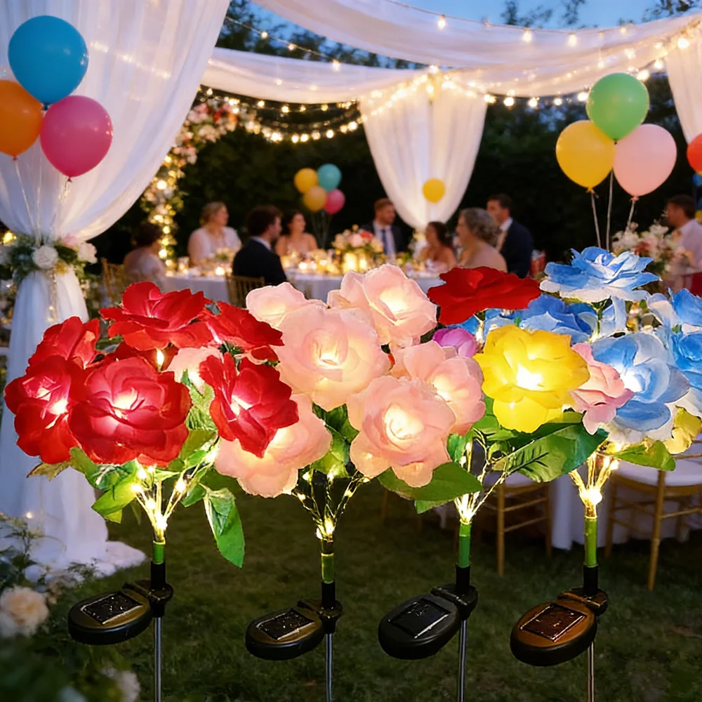 Garden Yard Lawn Night Lamp 5 Head LED Solar Simulation Rose Flower Solar LED Light Landscape Garden Home Decoration Flowers
Garden Yard Lawn Night Lamp 5 Head LED Solar Simulation Rose Flower Solar LED Light Landscape Garden Home Decoration Flowers