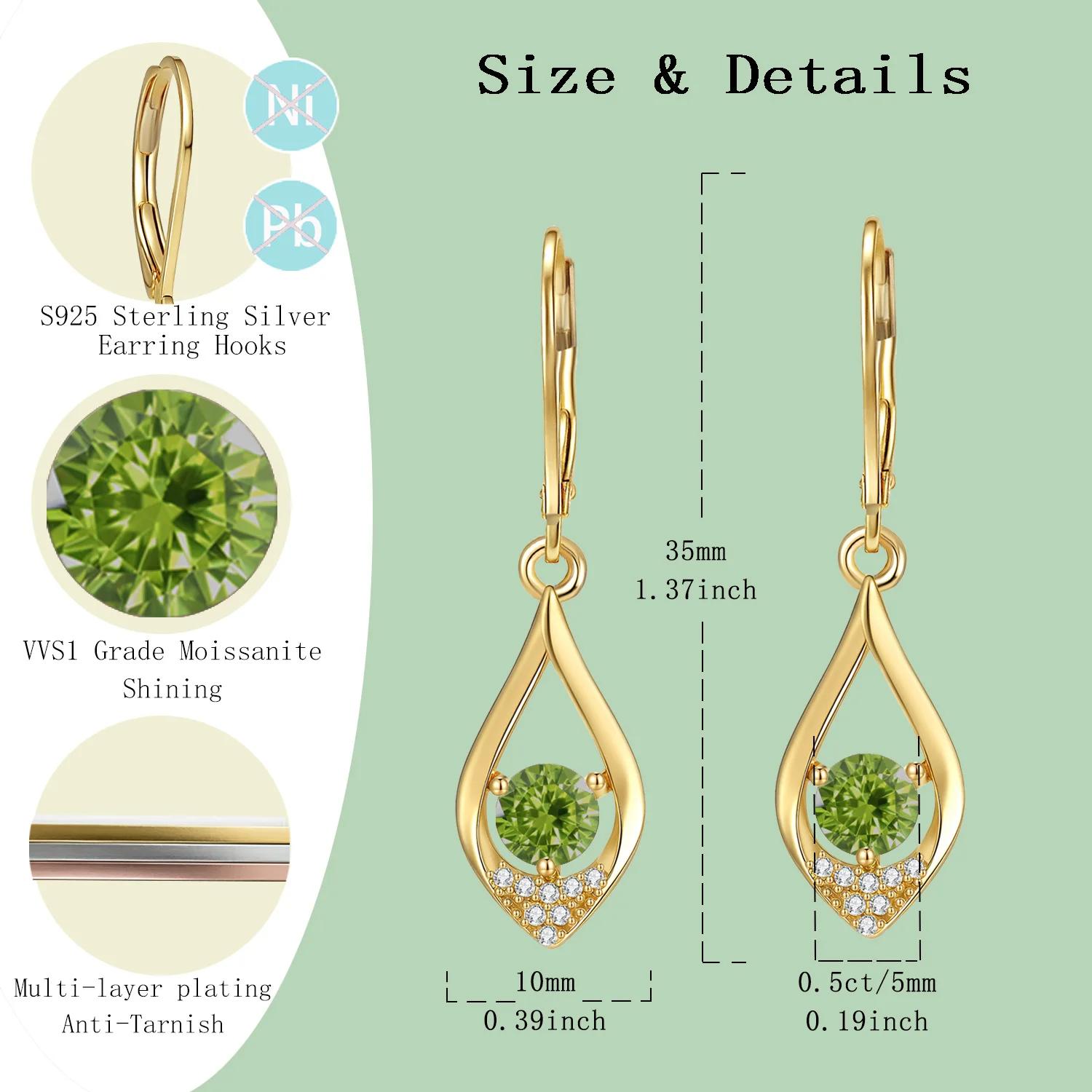 LAMVOICE 1 carat moissanite earrings, designer item high quality, S925 sterling silver, valentine’s Day, gift for daughter
LAMVOICE 1 carat moissanite earrings, designer item high quality, S925 sterling silver, valentine’s Day, gift for daughter