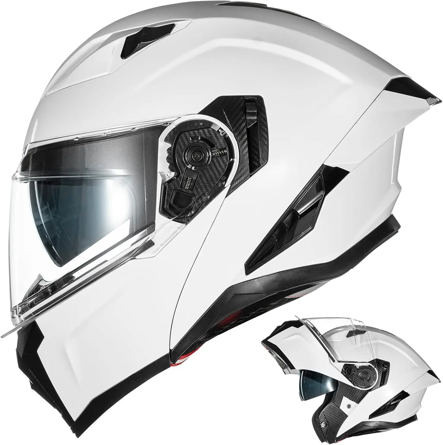 Modular Motorcycle Helmets for Adults Men Women Dual Visor Flip up Full Face Dot Helmet Casco Moto Model 928 (White, L)
Modular Motorcycle Helmets for Adults Men Women Dual Visor Flip up Full Face Dot Helmet Casco Moto Model 928 (White, L)