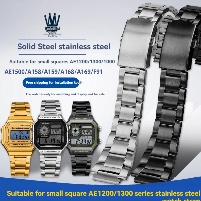 18mm stainless steel watch strap, suitable for Casio F-91W SGW400 F91W F84 F05108/A158W/168 AE1200/1300 metal stainless steel st
18mm stainless steel watch strap, suitable for Casio F-91W SGW400 F91W F84 F05108/A158W/168 AE1200/1300 metal stainless steel st