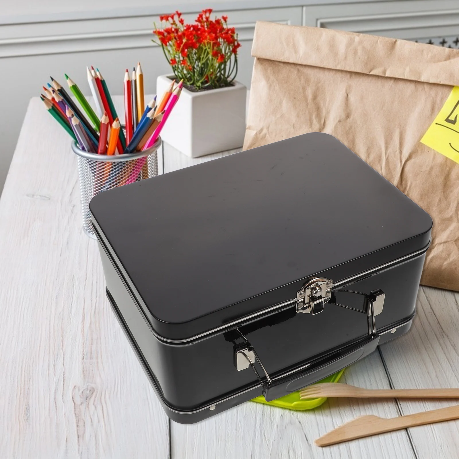 Metal Lunch Box Hinged Tin Container With Handle Vintage Style Portable Leakproof Storage For Food Snacks Crafts Keepsake Bento
Metal Lunch Box Hinged Tin Container With Handle Vintage Style Portable Leakproof Storage For Food Snacks Crafts Keepsake Bento