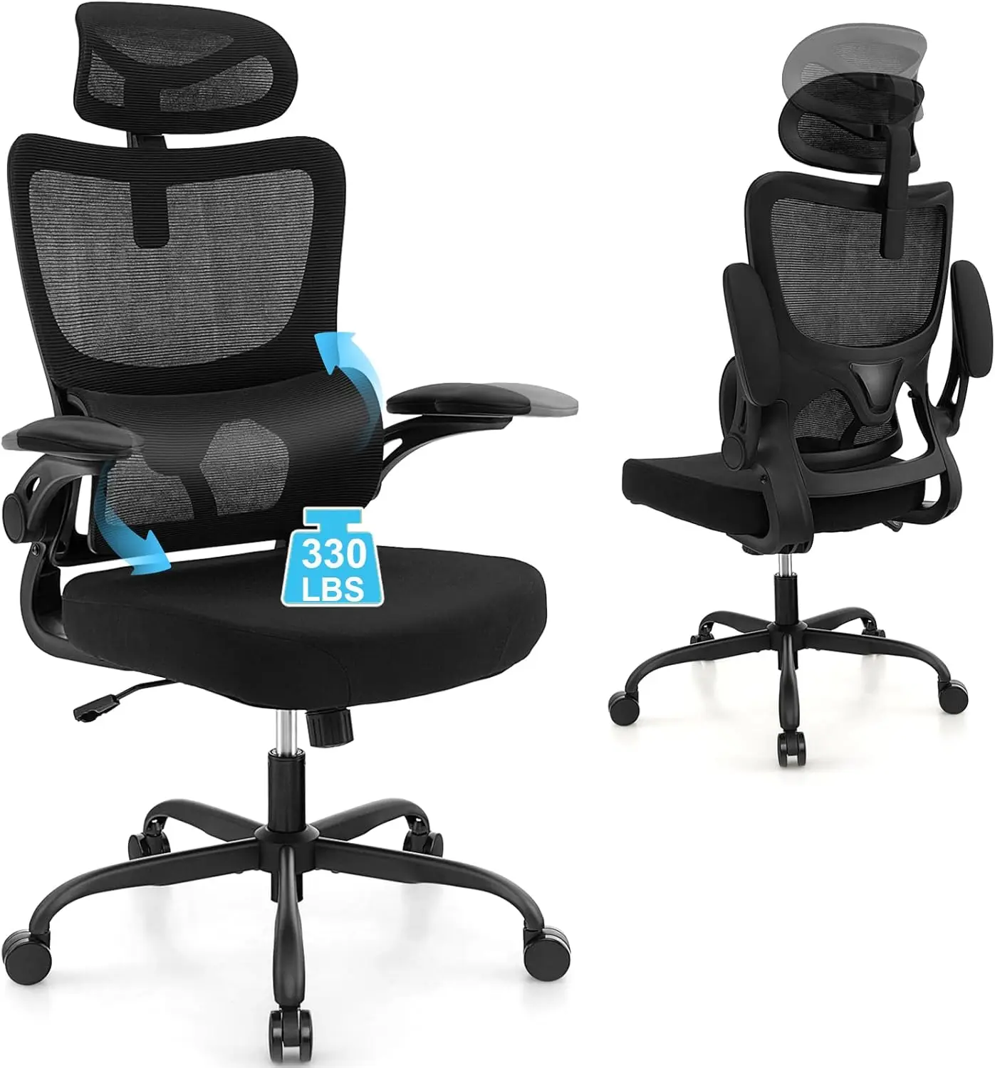Ergonomic Office Chair, High Ba Mesh Desk Chair With Adjustable Lumbar Support, Thickened Soft Cushion, 3D Flip-Up A And
Ergonomic Office Chair, High Ba Mesh Desk Chair With Adjustable Lumbar Support, Thickened Soft Cushion, 3D Flip-Up A And