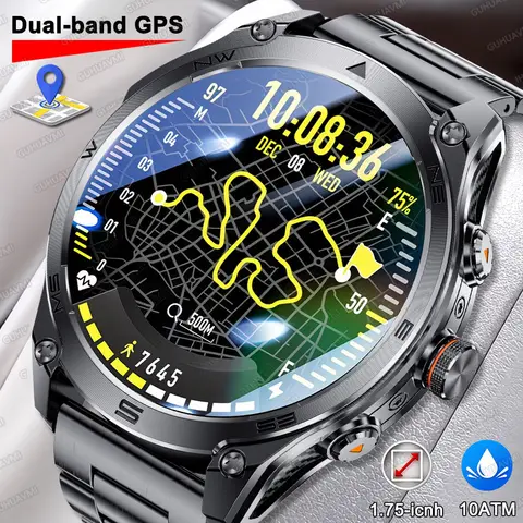 2026 New Dual-Band GPS Smart Watch 1.75"AMOLED Outdoor Sports Watch 10ATM waterproof Step Tracker Route Navigation Durable Watch