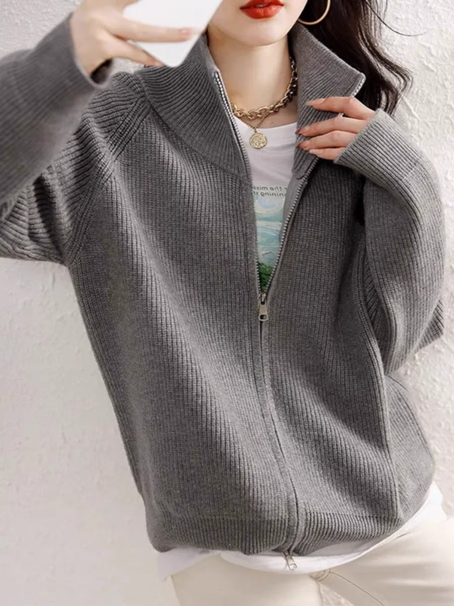 Laid-back Knitwear Zipper Jacket Women's Autumn Winter New Fashion Loose Casual Slimming Top Korean Style Comfortable Sweater
Laid-back Knitwear Zipper Jacket Women's Autumn Winter New Fashion Loose Casual Slimming Top Korean Style Comfortable Sweater