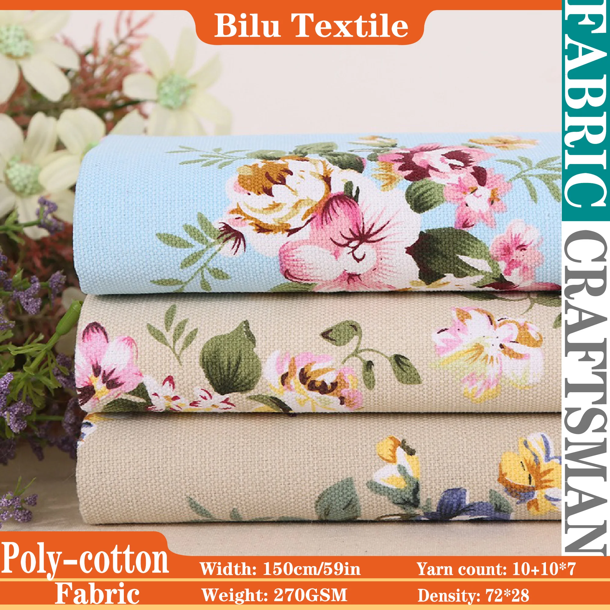 Heavy Poly-Cotton Canvas Fabric - Printed Upholstery Material for Sofa, Curtains (Per Meter)
Heavy Poly-Cotton Canvas Fabric - Printed Upholstery Material for Sofa, Curtains (Per Meter)