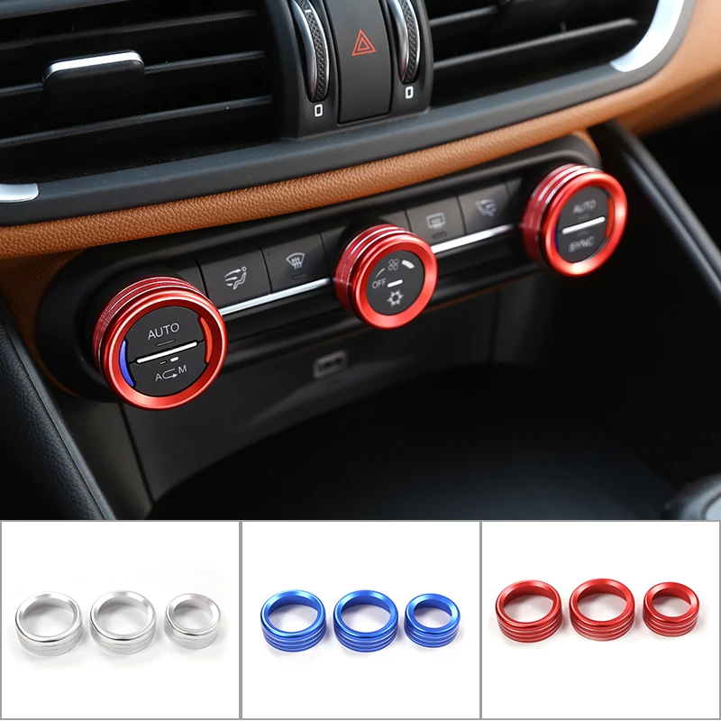 Aluminum Alloy Car Air Conditioning Knob Cover Control Switch Decoration Ring For Alfa Romeo Stelvio Giulia 2017-2020 Accessory
Aluminum Alloy Car Air Conditioning Knob Cover Control Switch Decoration Ring For Alfa Romeo Stelvio Giulia 2017-2020 Accessory