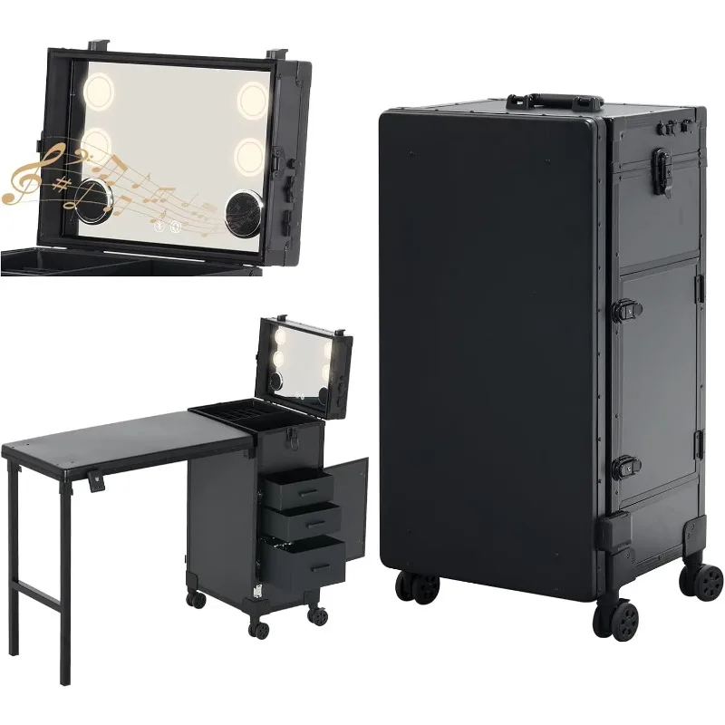 Rolling Portable ManicureTable with 3 Drawers, Lockable Makeup Train Case with Mirror & Nail Polish Organizer,Foldable Nail Desk
Rolling Portable ManicureTable with 3 Drawers, Lockable Makeup Train Case with Mirror & Nail Polish Organizer,Foldable Nail Desk