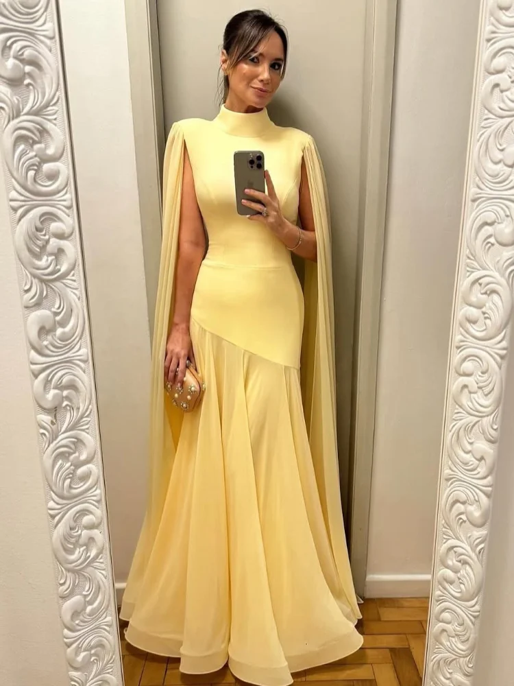 2025 Elegant Yellow Shawl Mash Vestido Women Chic Sleeveless High Waist Patchwork Round Neck Pleated Robe New Lady Evening Wear
2025 Elegant Yellow Shawl Mash Vestido Women Chic Sleeveless High Waist Patchwork Round Neck Pleated Robe New Lady Evening Wear