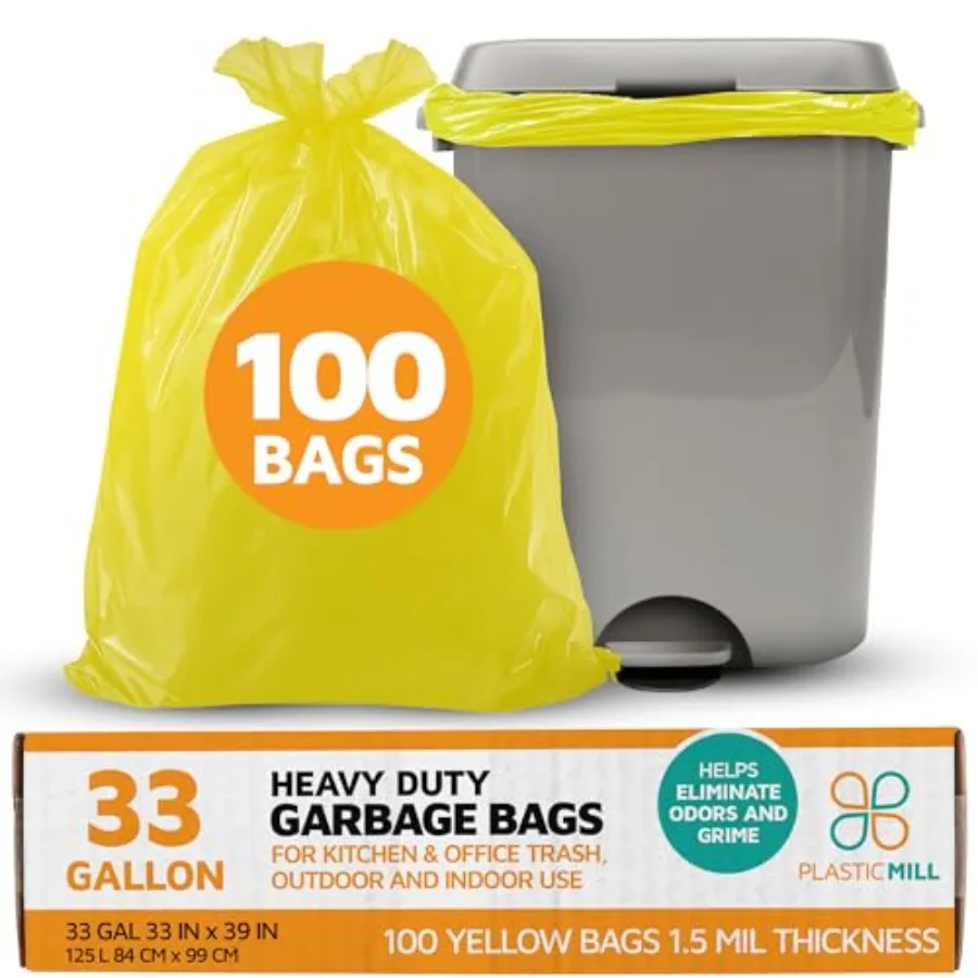 Heavy Duty Trash Bags - Yellow Garbage Bags - Plastic Trash Bags - Tall Trash Bags Trash Can Liners - 33-Gallon Large Kitchen T
Heavy Duty Trash Bags - Yellow Garbage Bags - Plastic Trash Bags - Tall Trash Bags Trash Can Liners - 33-Gallon Large Kitchen T