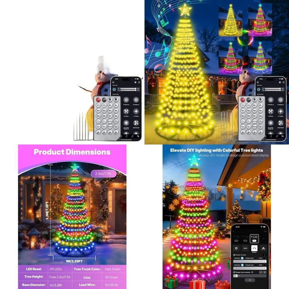 7.5ft Pre-lit LED Christmas Cone Tree with 30+ Color Modes, App & Remote, Timer, Music Sync, Suitable for Indoor/Outdoor Use (Gr
7.5ft Pre-lit LED Christmas Cone Tree with 30+ Color Modes, App & Remote, Timer, Music Sync, Suitable for Indoor/Outdoor Use (Gr