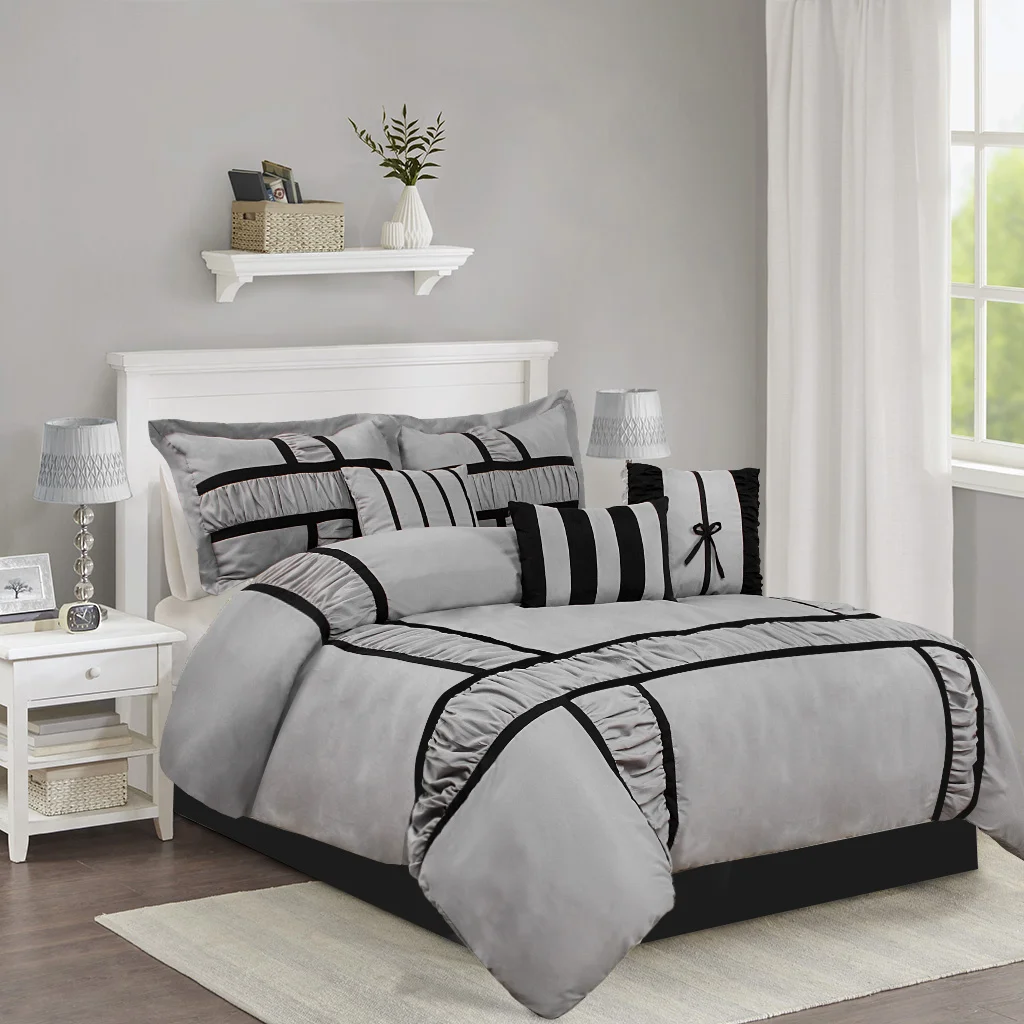 7 Piece Comforter Set - Microfiber Fabric Patchwork Pintuck Bed In A Bag-Breathable & Lightweight All Season-1 Comforter, 2 Sham
7 Piece Comforter Set - Microfiber Fabric Patchwork Pintuck Bed In A Bag-Breathable & Lightweight All Season-1 Comforter, 2 Sham