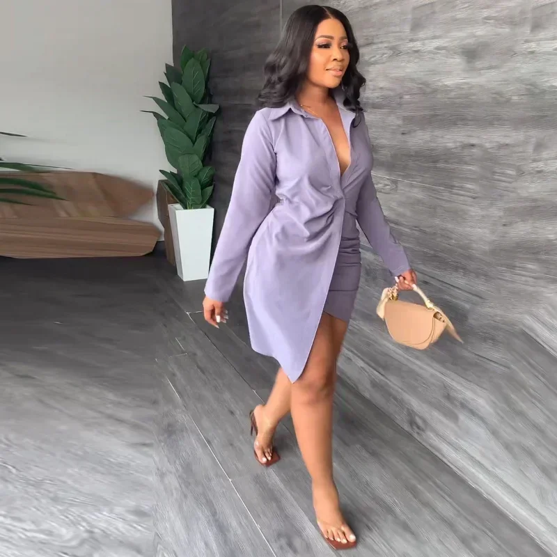 GUWU Spring Long Sleeve Turn-Down Collar Ruched Wrap Mini Shirt Dress Women Elegant Clubwear Party Irregular Blouse Style Dress
GUWU Spring Long Sleeve Turn-Down Collar Ruched Wrap Mini Shirt Dress Women Elegant Clubwear Party Irregular Blouse Style Dress