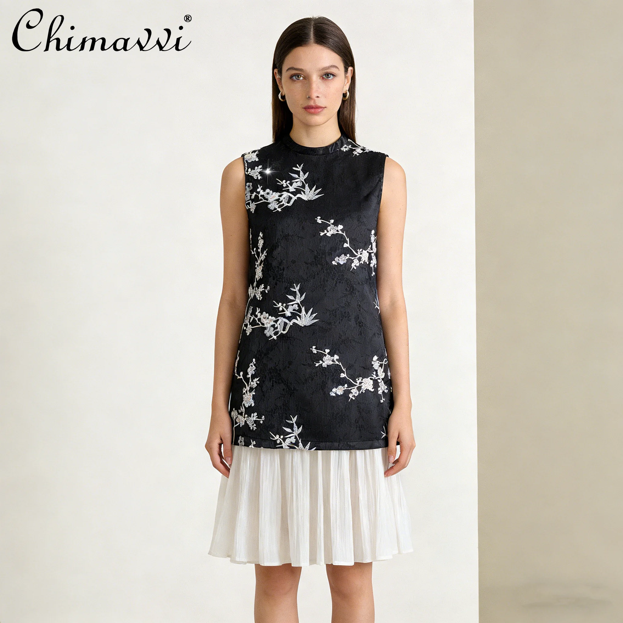 New Chinese Style Elegant Heavy Industry Sequin Embroidered Mesh Patchwork Round Neck Sleeveless Dress for Women Spring 2026
New Chinese Style Elegant Heavy Industry Sequin Embroidered Mesh Patchwork Round Neck Sleeveless Dress for Women Spring 2026