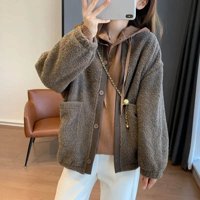 Lamb Wool Jacket Korean Style Woman Plaid Checkered Crisscross Intersecting Square Grid Crossed Perpendicular Right Angled Girls
Lamb Wool Jacket Korean Style Woman Plaid Checkered Crisscross Intersecting Square Grid Crossed Perpendicular Right Angled Girls