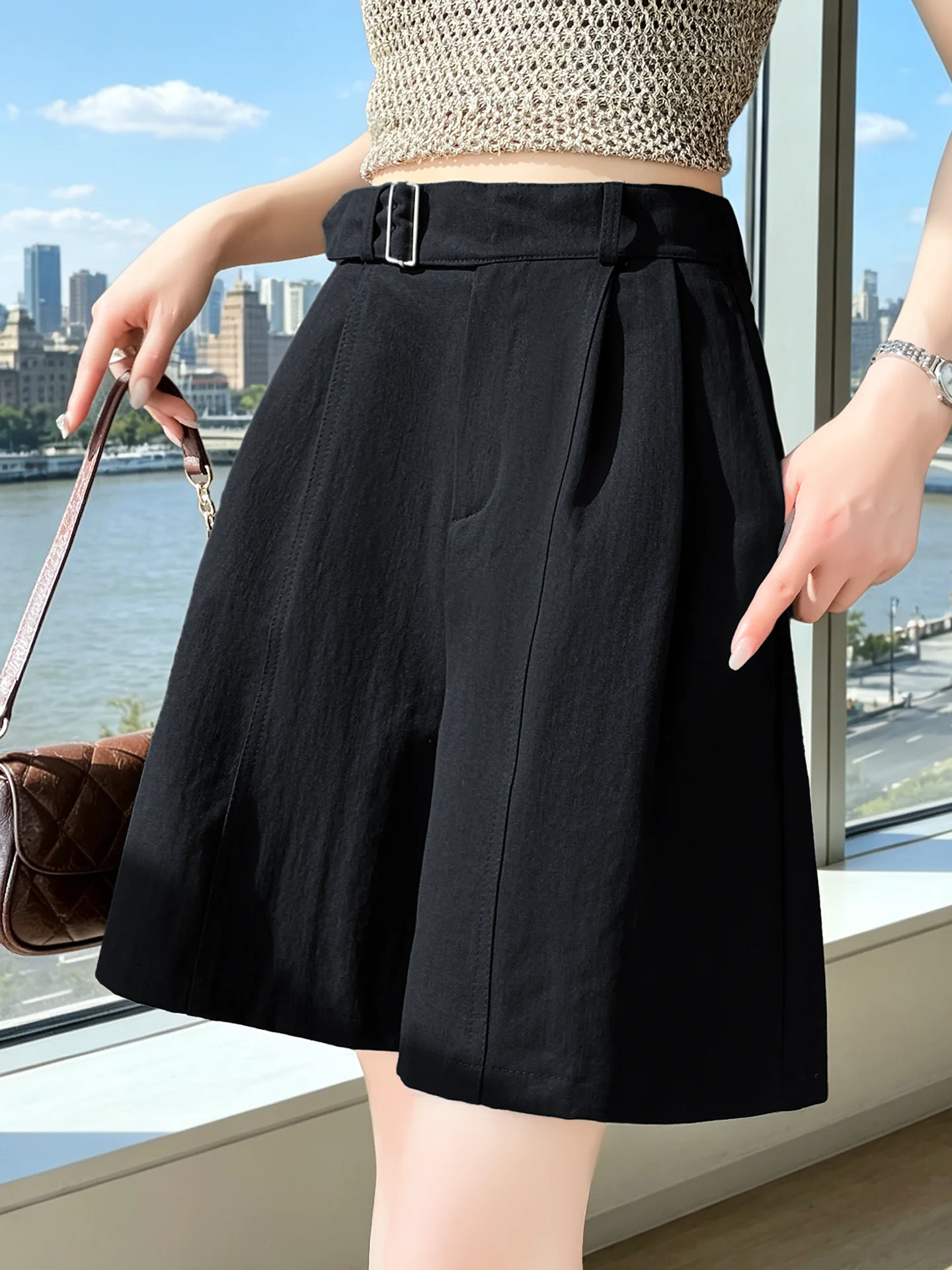 Black Washed Cotton Suit Pants Women Summer Thin High Waist Wide Leg A-Line Short Shorts Korean Style Casual Straight Cut
Black Washed Cotton Suit Pants Women Summer Thin High Waist Wide Leg A-Line Short Shorts Korean Style Casual Straight Cut