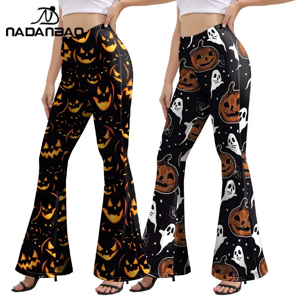 Nadanbao 3D Ghost Pumpkin Print Flared Pants Women's High Waist Wide-Leg Trousers Comfortable Elastic Gym Workout Yoga Bottoms
Nadanbao 3D Ghost Pumpkin Print Flared Pants Women's High Waist Wide-Leg Trousers Comfortable Elastic Gym Workout Yoga Bottoms