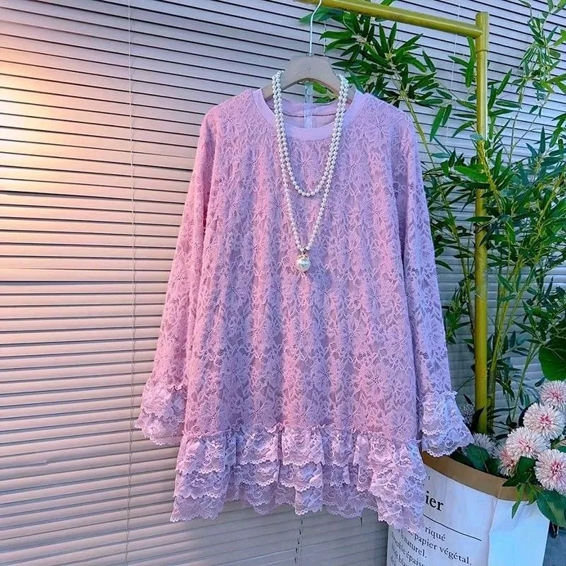 Fashion New Long-sleeved Patchwork Lace Shirt Loose Casual Solid Color Hollow Elegant Versatile Top
Fashion New Long-sleeved Patchwork Lace Shirt Loose Casual Solid Color Hollow Elegant Versatile Top