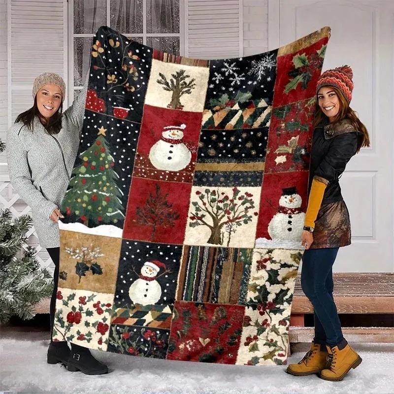 Christmas Patchwork Snowman Tree Fleece Blanket Festive Winter Holiday Throw Blanket with Plaid & Holly Design Travel Portable
Christmas Patchwork Snowman Tree Fleece Blanket Festive Winter Holiday Throw Blanket with Plaid & Holly Design Travel Portable