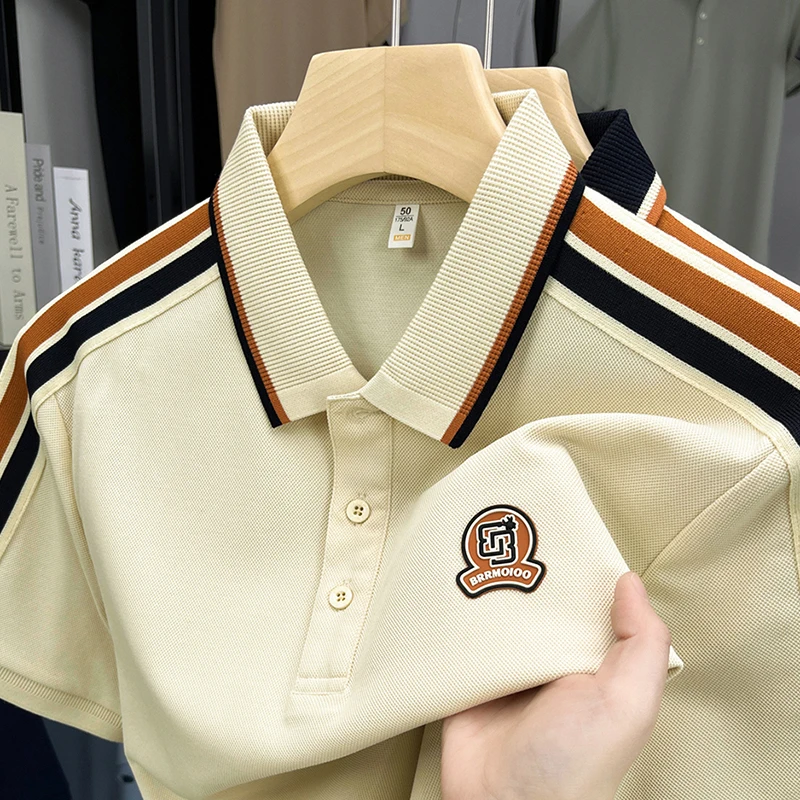 Роскошная мужская рубашка поло в полоску с плечами — повседневная дышащая футболка с короткими рукавами — футболка с вышивкой на груди — деловая мужская одежда
Роскошная мужская рубашка поло в полоску с плечами — повседневная дышащая футболка с короткими рукавами — футболка с вышивкой на груди — деловая мужская одежда