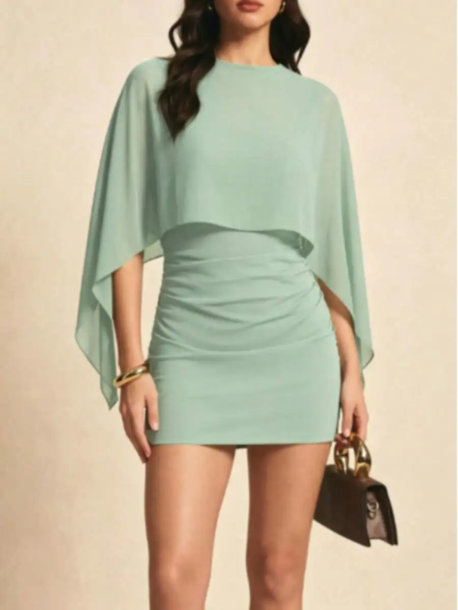 Solid Color Bat Sleeve Lightweight 2 In 1 Mini Dress For Evening Date Vacation Birthday Party
Solid Color Bat Sleeve Lightweight 2 In 1 Mini Dress For Evening Date Vacation Birthday Party