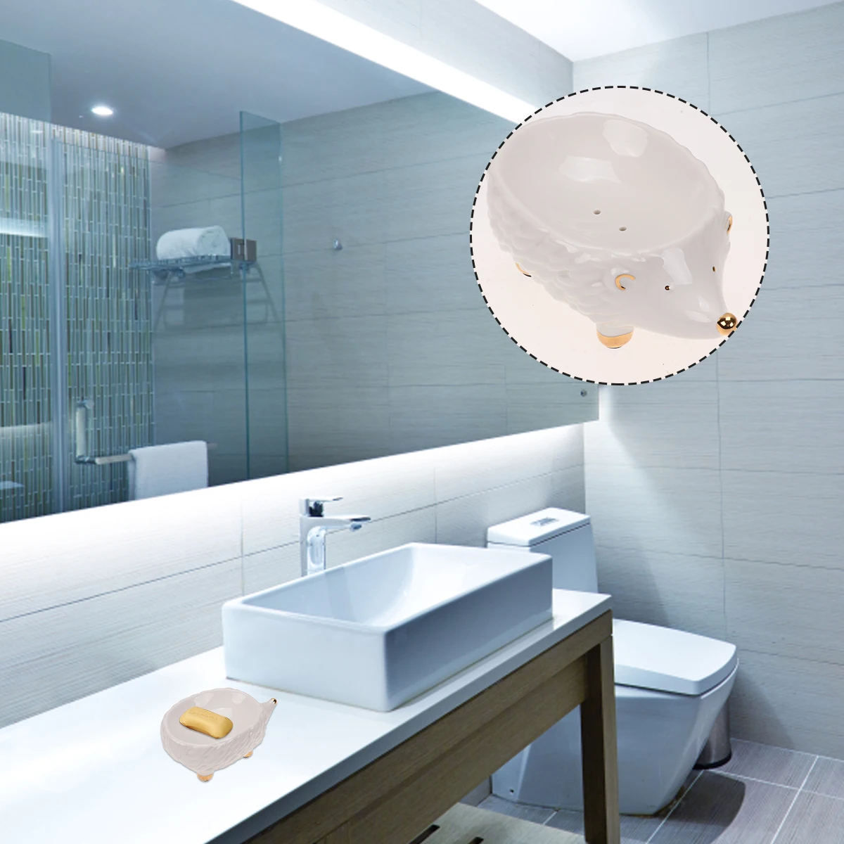 Hedgehog Shaped Ceramic Soap Box White Toilet Soap Holder for Home Bathroom Storage with Drainage Holes Easy Clean Decorative
Hedgehog Shaped Ceramic Soap Box White Toilet Soap Holder for Home Bathroom Storage with Drainage Holes Easy Clean Decorative