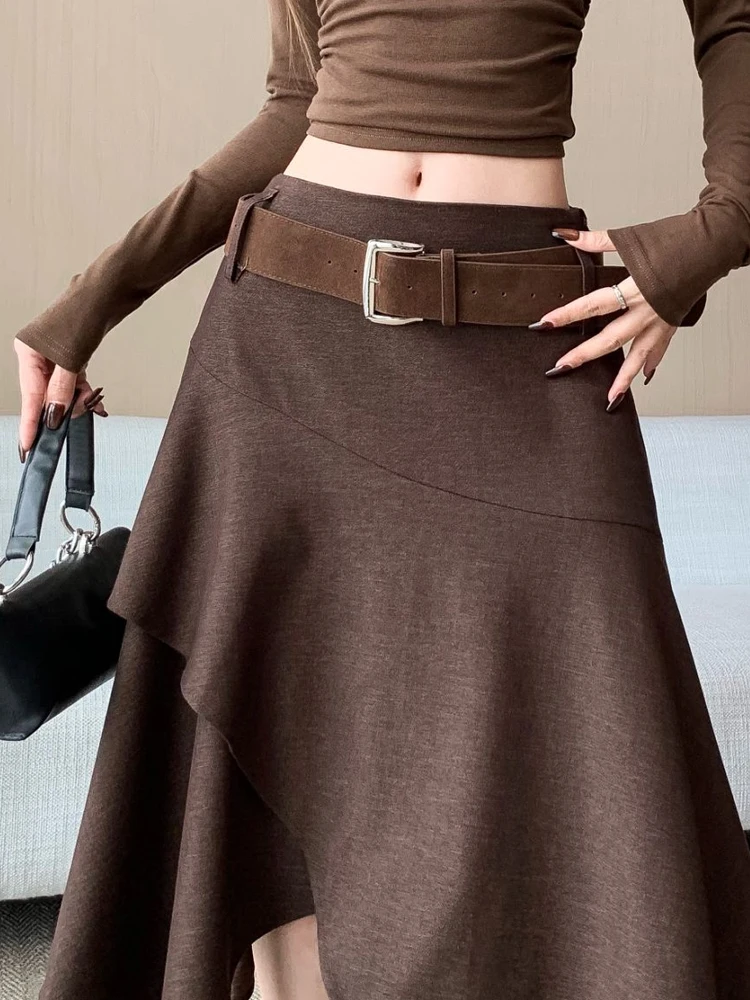 Retro Brown Skirt Women's Faion Autumn High Waist Asymmetrical Slimming A-Line Long Skirt Bodycon Skirt Trendy
Retro Brown Skirt Women's Faion Autumn High Waist Asymmetrical Slimming A-Line Long Skirt Bodycon Skirt Trendy