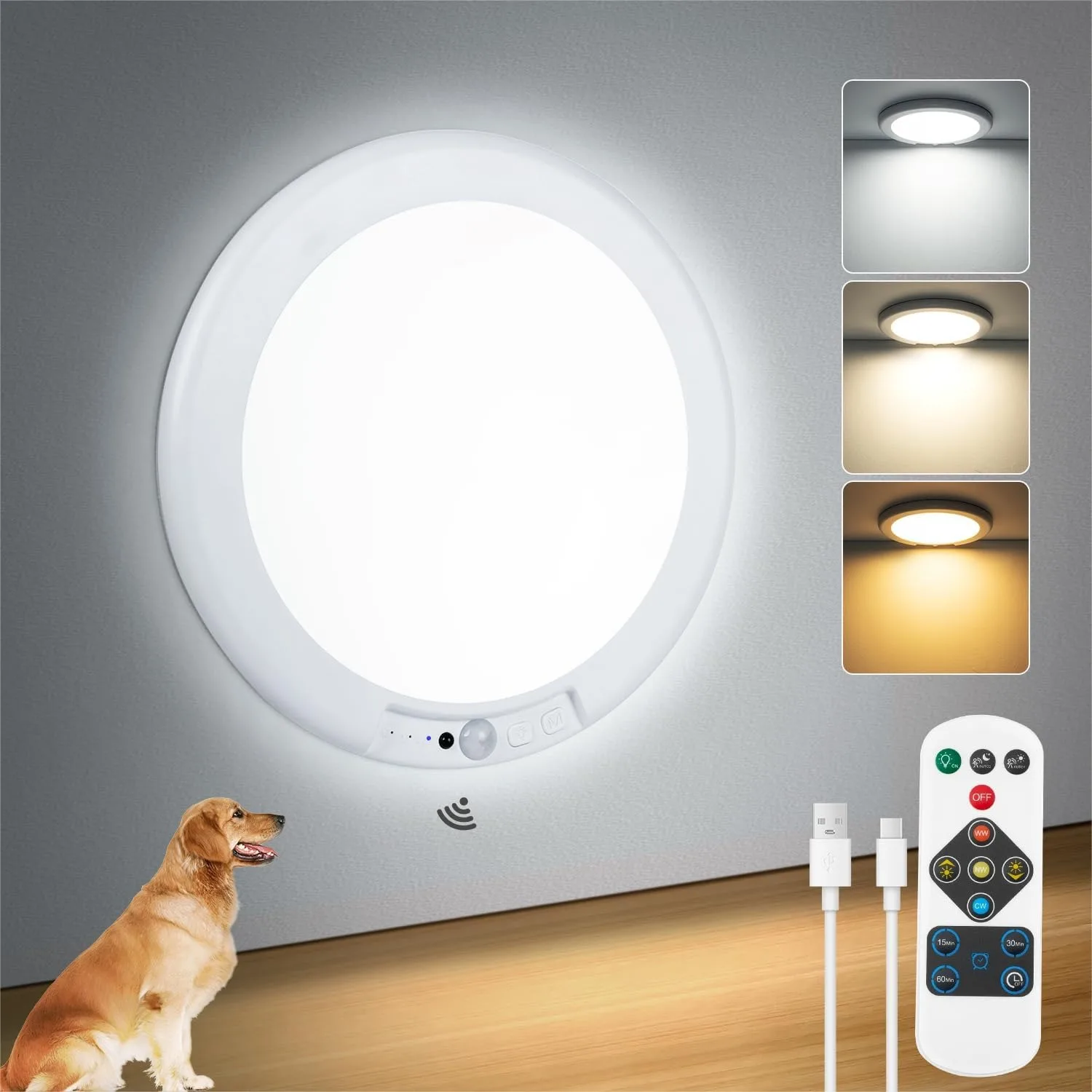 7.48" Rechargeable Ceiling Light with Remote, Motion Sensor Ceiling Light Dimmable 3000K/4500K/6500K for Bathroom Closet Living
7.48" Rechargeable Ceiling Light with Remote, Motion Sensor Ceiling Light Dimmable 3000K/4500K/6500K for Bathroom Closet Living