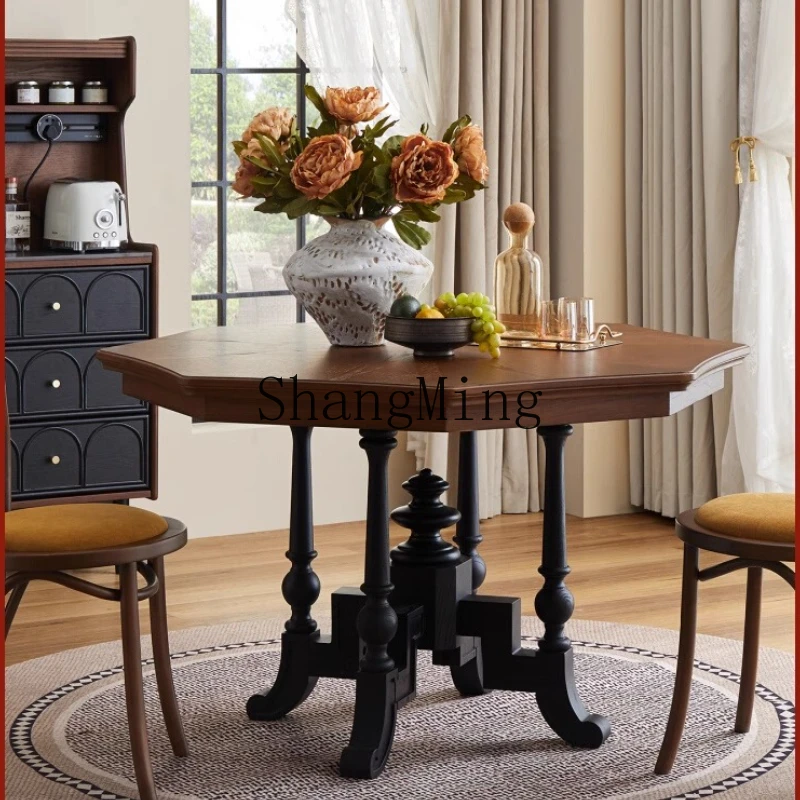 CL high-end medieval solid wood dining table home restaurant dining table retro round table and chair combination
CL high-end medieval solid wood dining table home restaurant dining table retro round table and chair combination