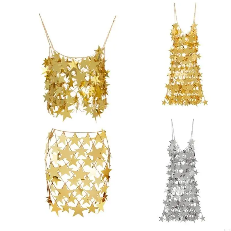 L38E Women Big Star Sequins Tassel Body Chain Dress Hollow out Bikinis Chain Harness Skirt Chain Body Jewelry Accessories
L38E Women Big Star Sequins Tassel Body Chain Dress Hollow out Bikinis Chain Harness Skirt Chain Body Jewelry Accessories