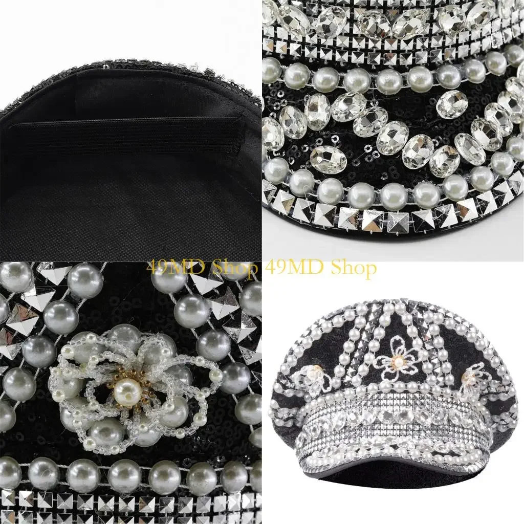 49MD Bride Captain Hat Crystal Sailor Hat for Male Female Dancing Comedian Actor
49MD Bride Captain Hat Crystal Sailor Hat for Male Female Dancing Comedian Actor