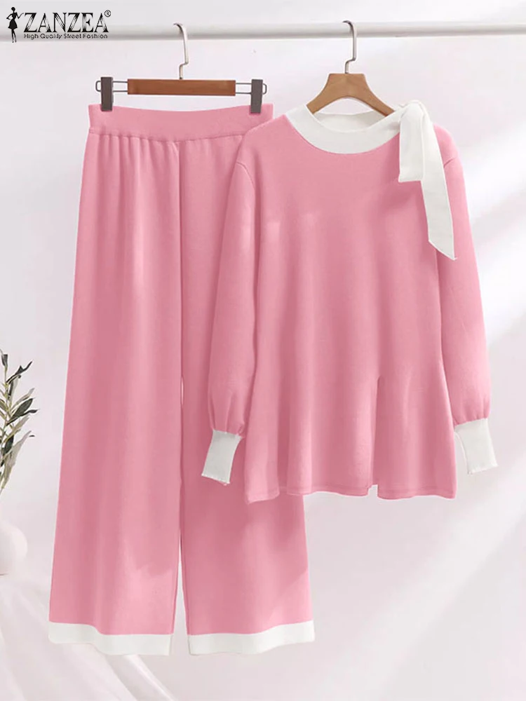 ZANZEA Holiday Colorblock Pant Suit Spring Women 2PCS Pant Sets Vintage Bowtie Bandage Tops Outfits Casual Knitted Matching Sets
ZANZEA Holiday Colorblock Pant Suit Spring Women 2PCS Pant Sets Vintage Bowtie Bandage Tops Outfits Casual Knitted Matching Sets