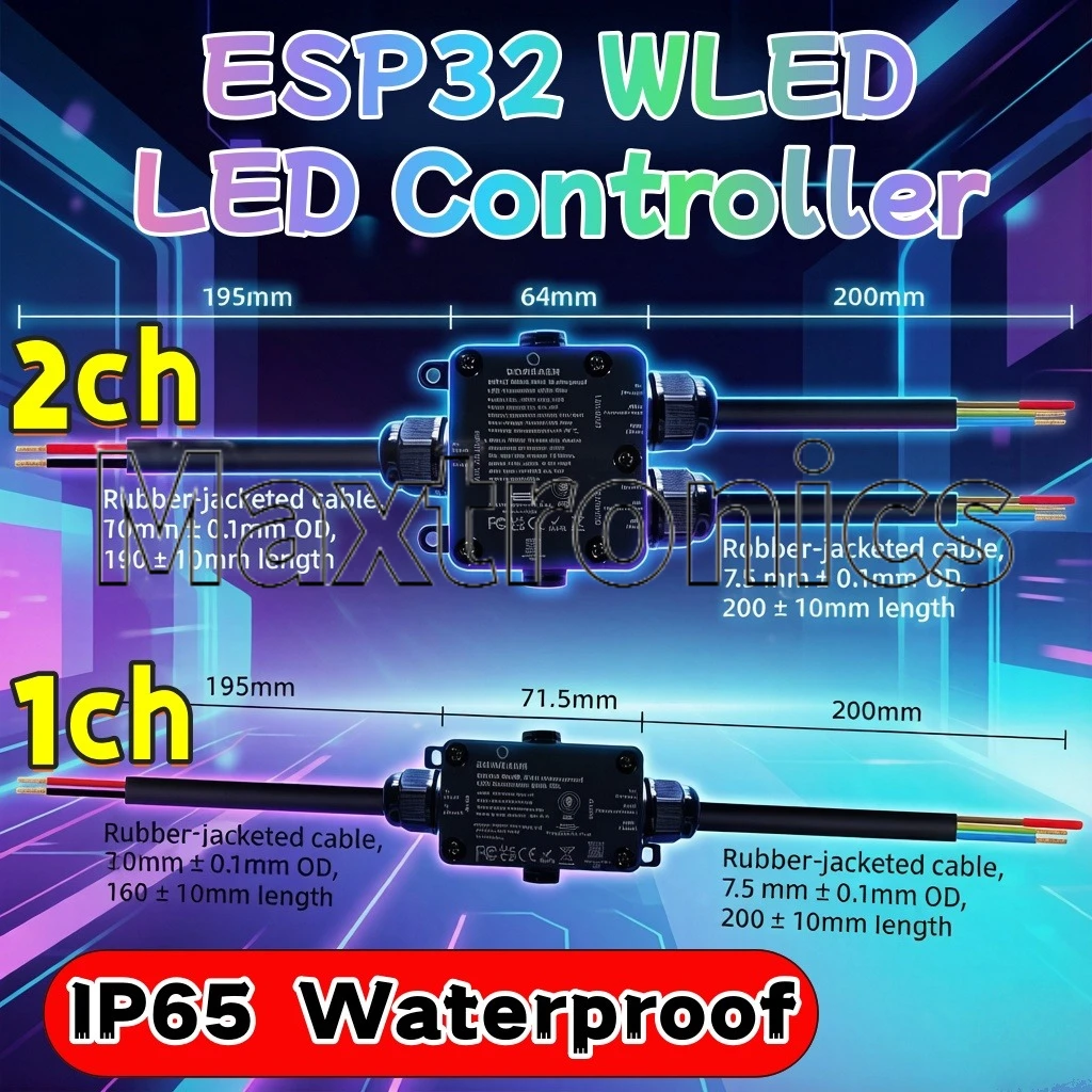 2026 Водонепроницаемый контроллер DOMRAEM 1/2CH ESP32 WLED IP65 с синхронизацией музыки и защитой от перегрузок для светодиодных лент APA102, WS2811, WS2812, SK6812
2026 Водонепроницаемый контроллер DOMRAEM 1/2CH ESP32 WLED IP65 с синхронизацией музыки и защитой от перегрузок для светодиодных лент APA102, WS2811, WS2812, SK6812