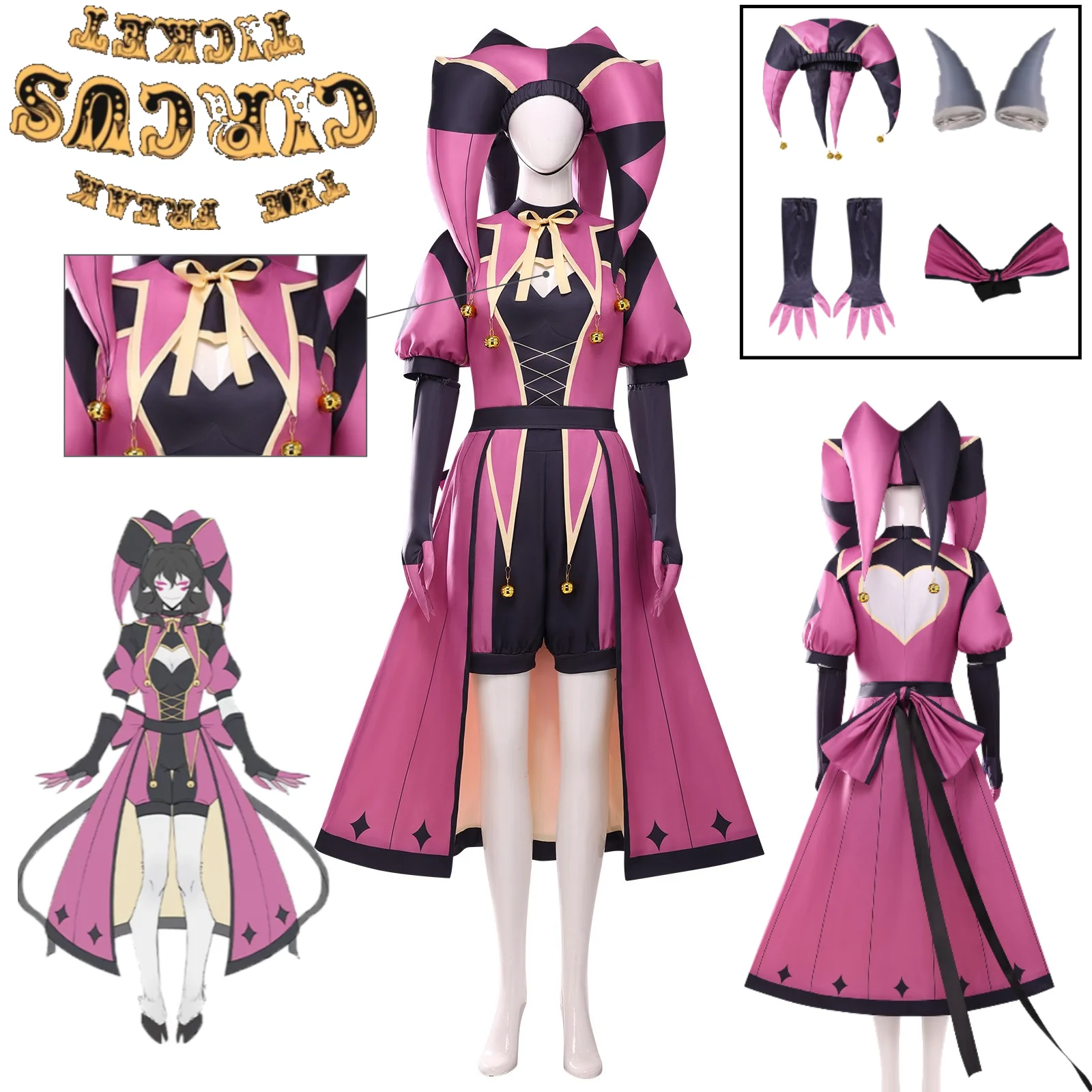 The Freak Circus Columbina Cosplay Costume Cosplay Full Set Clown Red Black Argyle Jester Dress for Women Halloween Costume
The Freak Circus Columbina Cosplay Costume Cosplay Full Set Clown Red Black Argyle Jester Dress for Women Halloween Costume
