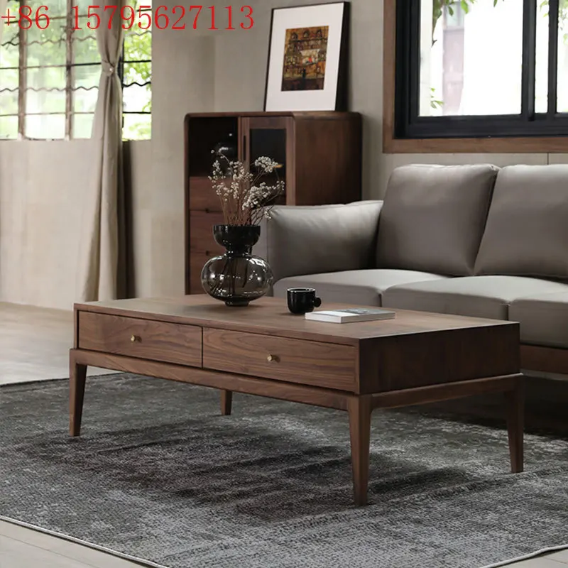 Nordic all solid wood coffee table rectangular retro simple North American black walnut living room furniture storage side
Nordic all solid wood coffee table rectangular retro simple North American black walnut living room furniture storage side