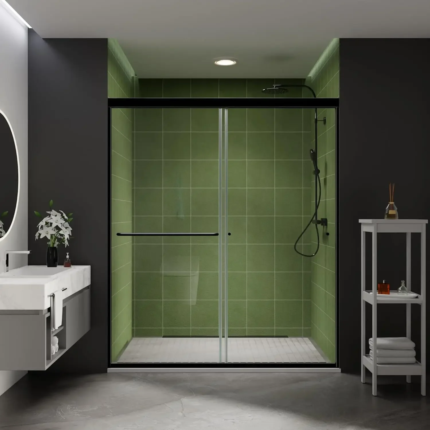 56-60 in.W x70 in.H Semi-Frameless Sliding Shower Door,Sliding Shower Door with 1/4" (6mm) Clear SGCC Tempered Glass,Chrome Fini
56-60 in.W x70 in.H Semi-Frameless Sliding Shower Door,Sliding Shower Door with 1/4" (6mm) Clear SGCC Tempered Glass,Chrome Fini