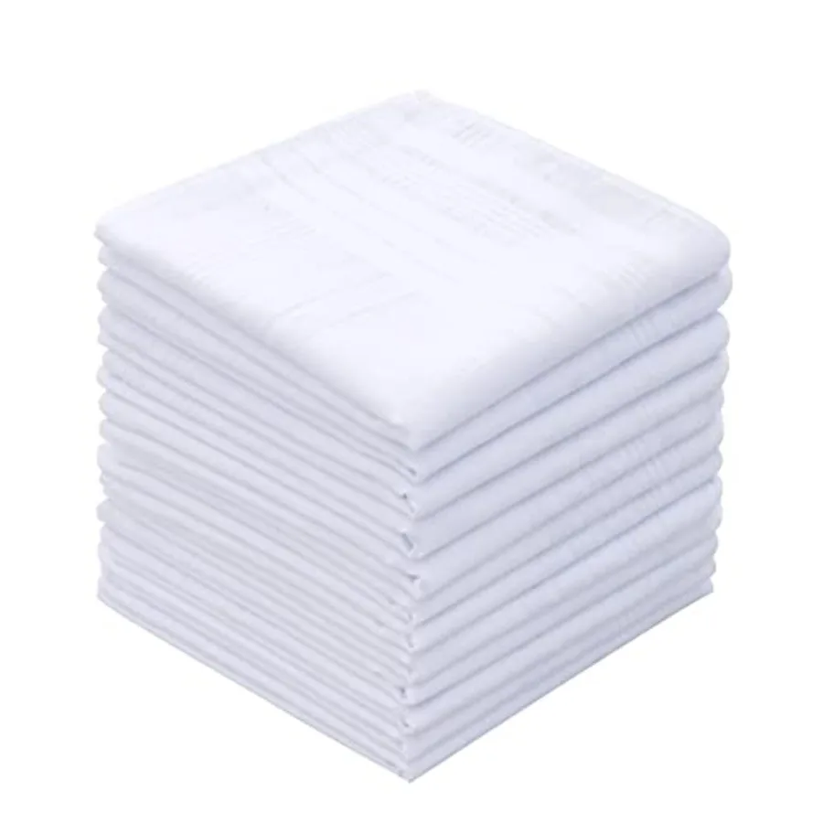 GB Men's Handkerchiefs 100% Cotton Solid White with Stripe Large Classic Hankies Bulk Set
GB Men's Handkerchiefs 100% Cotton Solid White with Stripe Large Classic Hankies Bulk Set