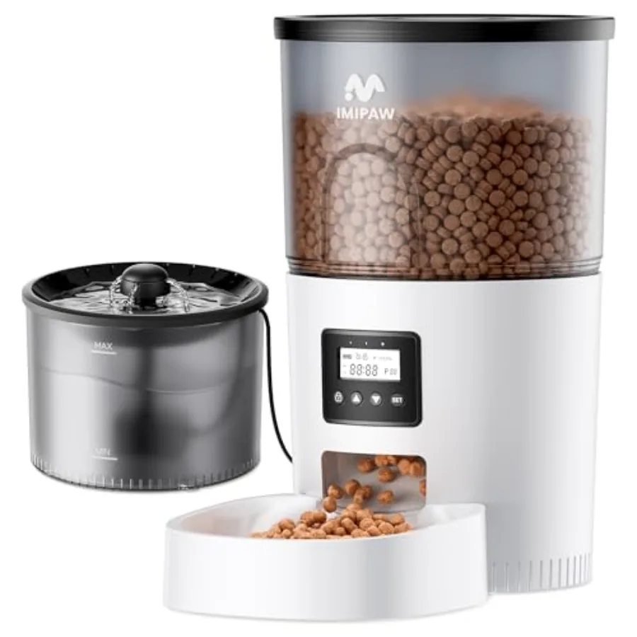 Automatic Cat Feeder and Water Fountain, Timed Dry Food Dispenser, Programmable Portion Control, 1-6 Meals Per Day, Desiccant B
Automatic Cat Feeder and Water Fountain, Timed Dry Food Dispenser, Programmable Portion Control, 1-6 Meals Per Day, Desiccant B