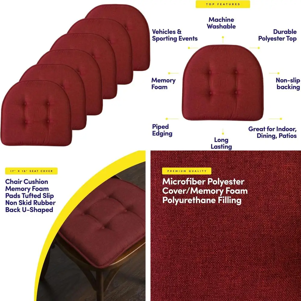 U-Shaped Non-Slip Memory Foam Chair Cushion Pads, 17 x 16, 6 Pack, Wine
U-Shaped Non-Slip Memory Foam Chair Cushion Pads, 17 x 16, 6 Pack, Wine