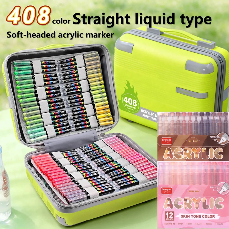 GuangNa 12/360/408 Colors Acrylic Paint Pen Markers Acrylic Skin Color Brush Tip Paint Marker for Wood Rock Painting Canvas Gift
GuangNa 12/360/408 Colors Acrylic Paint Pen Markers Acrylic Skin Color Brush Tip Paint Marker for Wood Rock Painting Canvas Gift