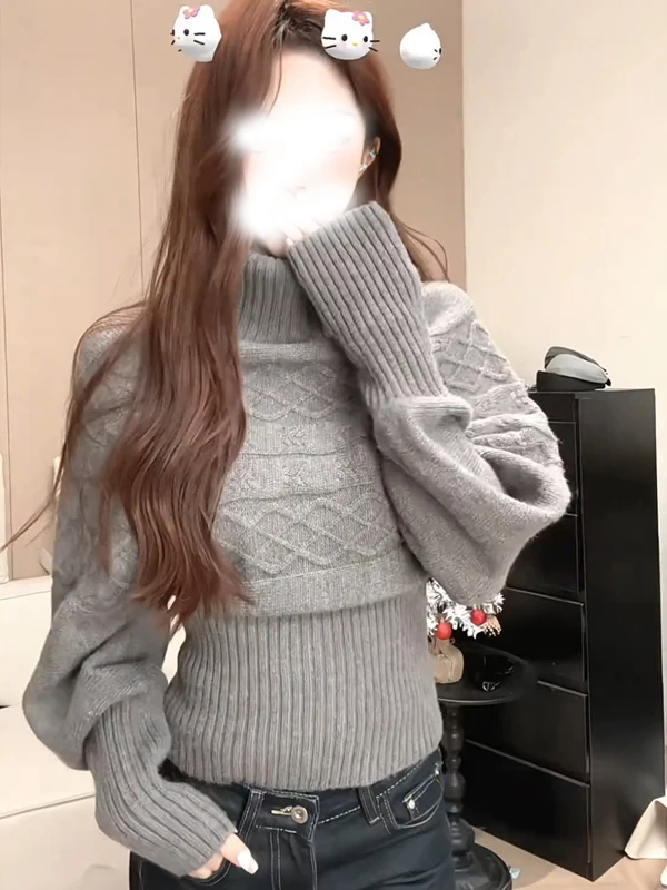 Women's High Collar Knitted Sweater Batwing Sve Crop Top Slim Fit Leisure Sle Autumn Faionable Knot Design Crew Ne
Women's High Collar Knitted Sweater Batwing Sve Crop Top Slim Fit Leisure Sle Autumn Faionable Knot Design Crew Ne