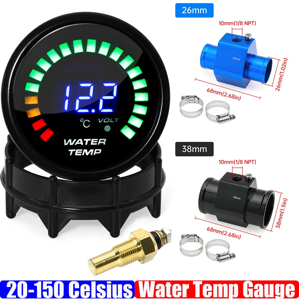 Smoke Face 20-150Celsius 52mm Water Temperature Meter With Sensor+Water Temp Joint Pipe Sensor 26mm-40mm for Gasoline Car 12V
Smoke Face 20-150Celsius 52mm Water Temperature Meter With Sensor+Water Temp Joint Pipe Sensor 26mm-40mm for Gasoline Car 12V