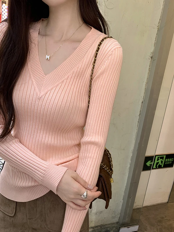 Розовый вязаный облегающий топ V-Ne Base irt, женский зимний новый облегающий вязаный топ высокого класса, внутренняя одежда, повседневный Sle
Розовый вязаный облегающий топ V-Ne Base irt, женский зимний новый облегающий вязаный топ высокого класса, внутренняя одежда, повседневный Sle