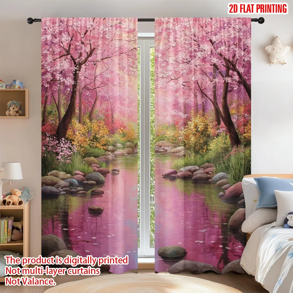 2D flat printing 2pcs Curtain Drapes Spring Cherry Blossom River Digital Printed Polyester Drapes Festive Curtains for Holiday
2D flat printing 2pcs Curtain Drapes Spring Cherry Blossom River Digital Printed Polyester Drapes Festive Curtains for Holiday