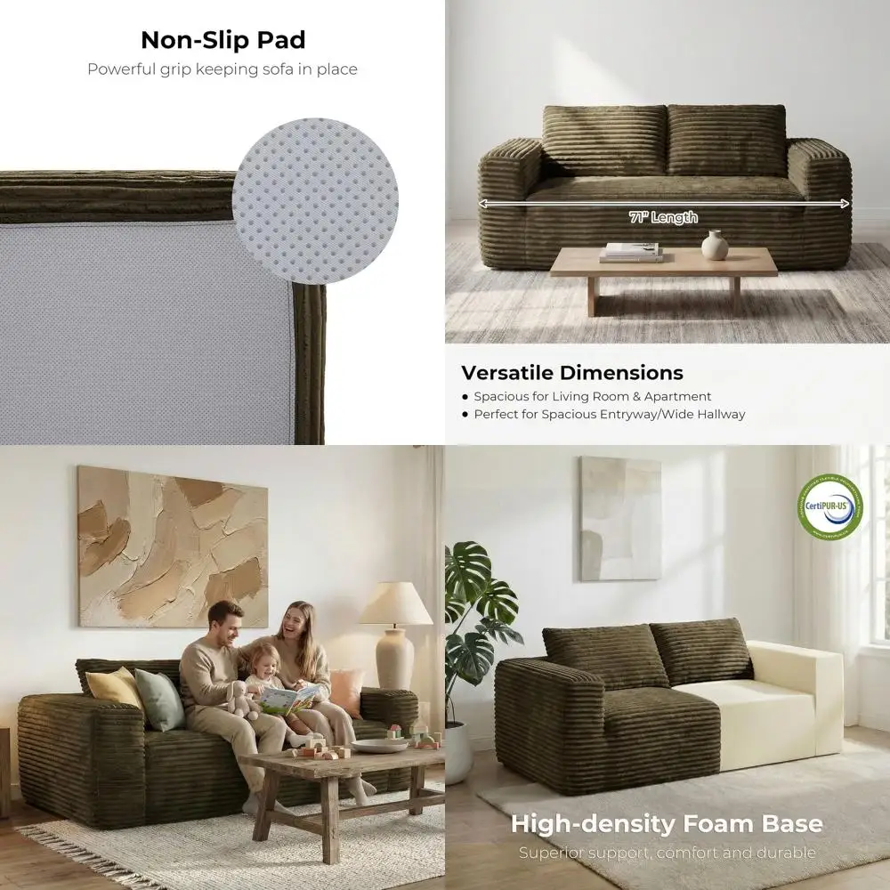 71 Corduroy Cloud Loveseat, Sofa in a Box, Ideal for Small Spaces, Deep Seat, No Assembly, Brown
71 Corduroy Cloud Loveseat, Sofa in a Box, Ideal for Small Spaces, Deep Seat, No Assembly, Brown