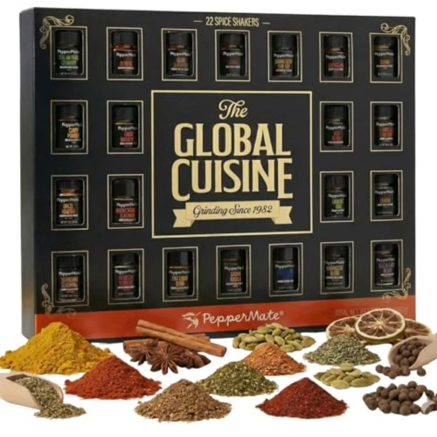 Spice Gift Set with 22 Gourmet Exotic Seasonings from Around the World Italian, Indian, Mexican, Moroccan and More Non-GMO, MSG
Spice Gift Set with 22 Gourmet Exotic Seasonings from Around the World Italian, Indian, Mexican, Moroccan and More Non-GMO, MSG