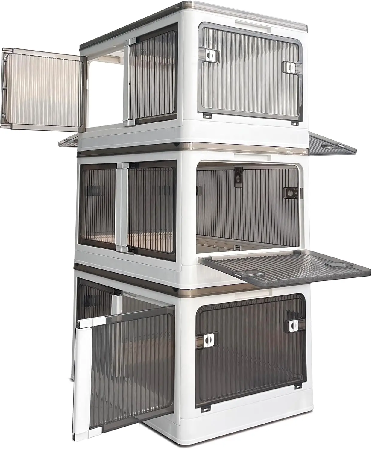 Stackable Storage Bins with Doors - 3 Tier 80Qt Each Plastic Collapsible Storage Bins with Wheels, Foldable Storage Cabinet for
Stackable Storage Bins with Doors - 3 Tier 80Qt Each Plastic Collapsible Storage Bins with Wheels, Foldable Storage Cabinet for