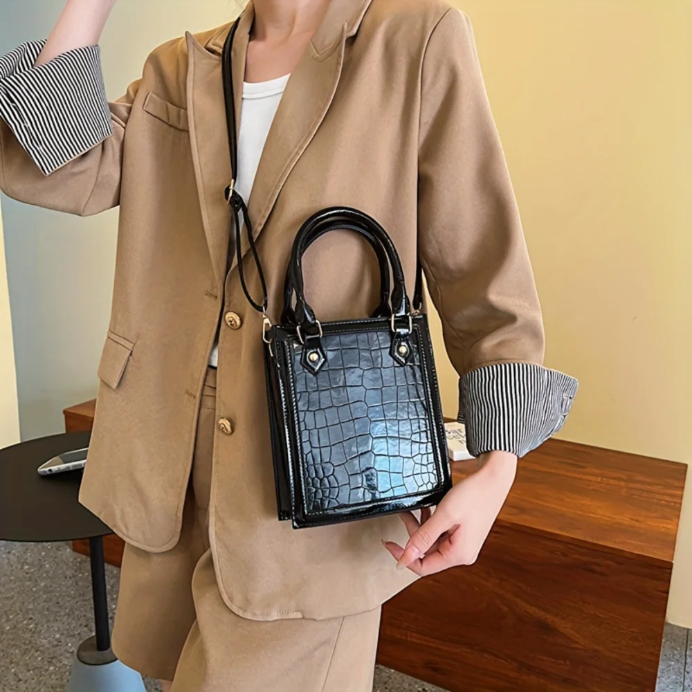 Mini Crocodile Print Crossbody Bag, Top Handle Shoulder Bag, Trendy Women's Handbag & Tote Purse
Mini Crocodile Print Crossbody Bag, Top Handle Shoulder Bag, Trendy Women's Handbag & Tote Purse