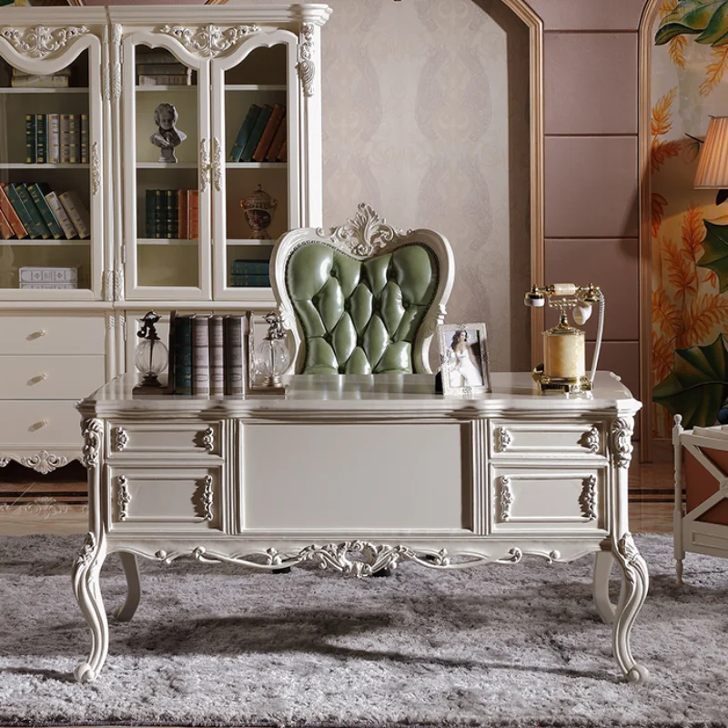 European white drawing silver desk home desk computer table American engraved writing desk study furniture
European white drawing silver desk home desk computer table American engraved writing desk study furniture
