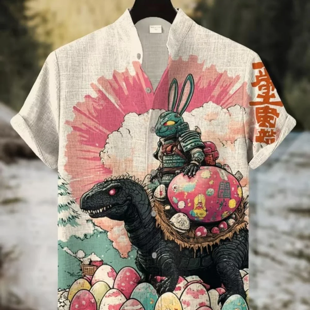 Retro Japanese Ink Art Samurai Armored Rabbit Easter Egg Printed Shirt Stand up Collar Short Sleeve Holiday Casual Top
Retro Japanese Ink Art Samurai Armored Rabbit Easter Egg Printed Shirt Stand up Collar Short Sleeve Holiday Casual Top