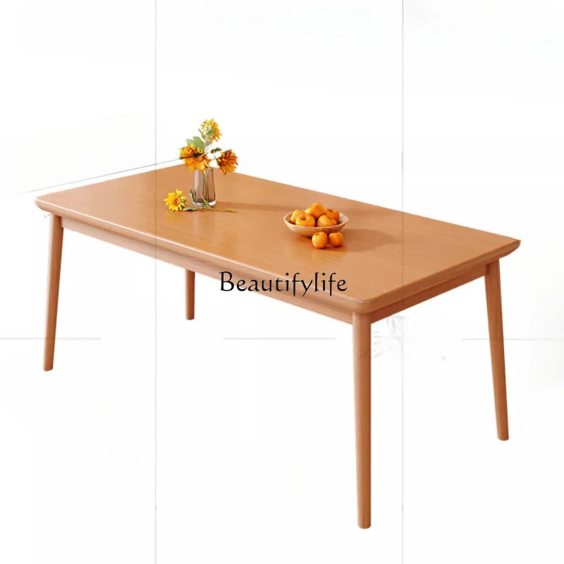 All solid wood cherry wood color large board table, simple modern rectangular household dining table
All solid wood cherry wood color large board table, simple modern rectangular household dining table